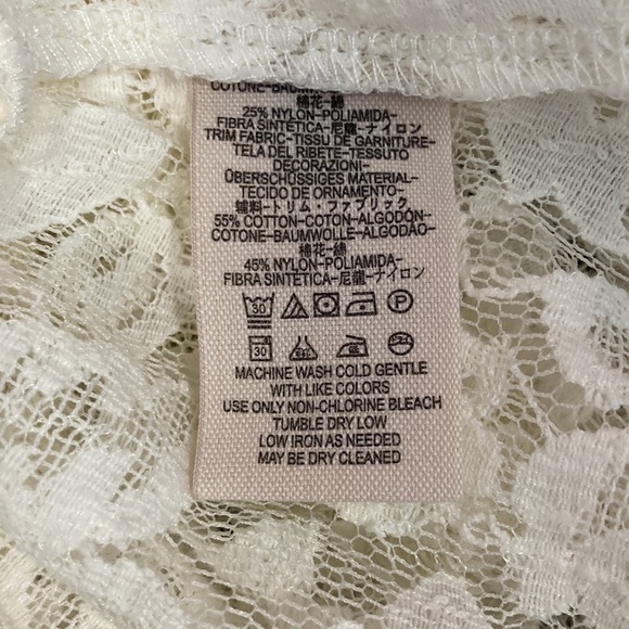 NEW FREE PEOPLE Sheer Lace White Peasant Tunic Blouse Sexy Babydoll Hi-Low Top S - Picture 12 of 13